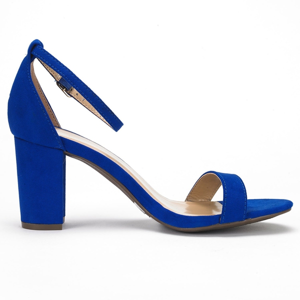 Open Toe Chunky Heel Sandals - ROYAL BLUE - 3